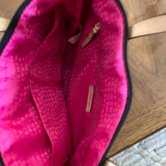 KATE SPADE BLACK NYLON TOTE PURSE LEATHER HANDLES - Picture 3 of 7